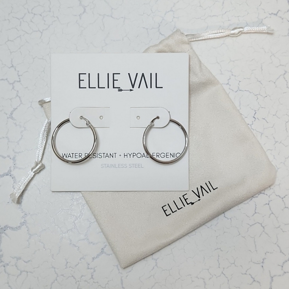 Ellie Vail Lorette Silver Medium Hoop Earings ~ NWT
